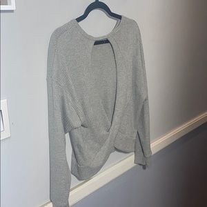 Grey crop cutout sweater